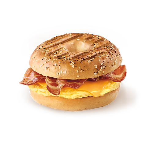 Grilled Bagel Breakfast Sandwich with Bacon